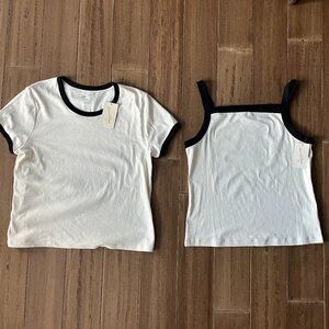 NWT Universal Thread Cream/Black T-shirt and Tank Set XL